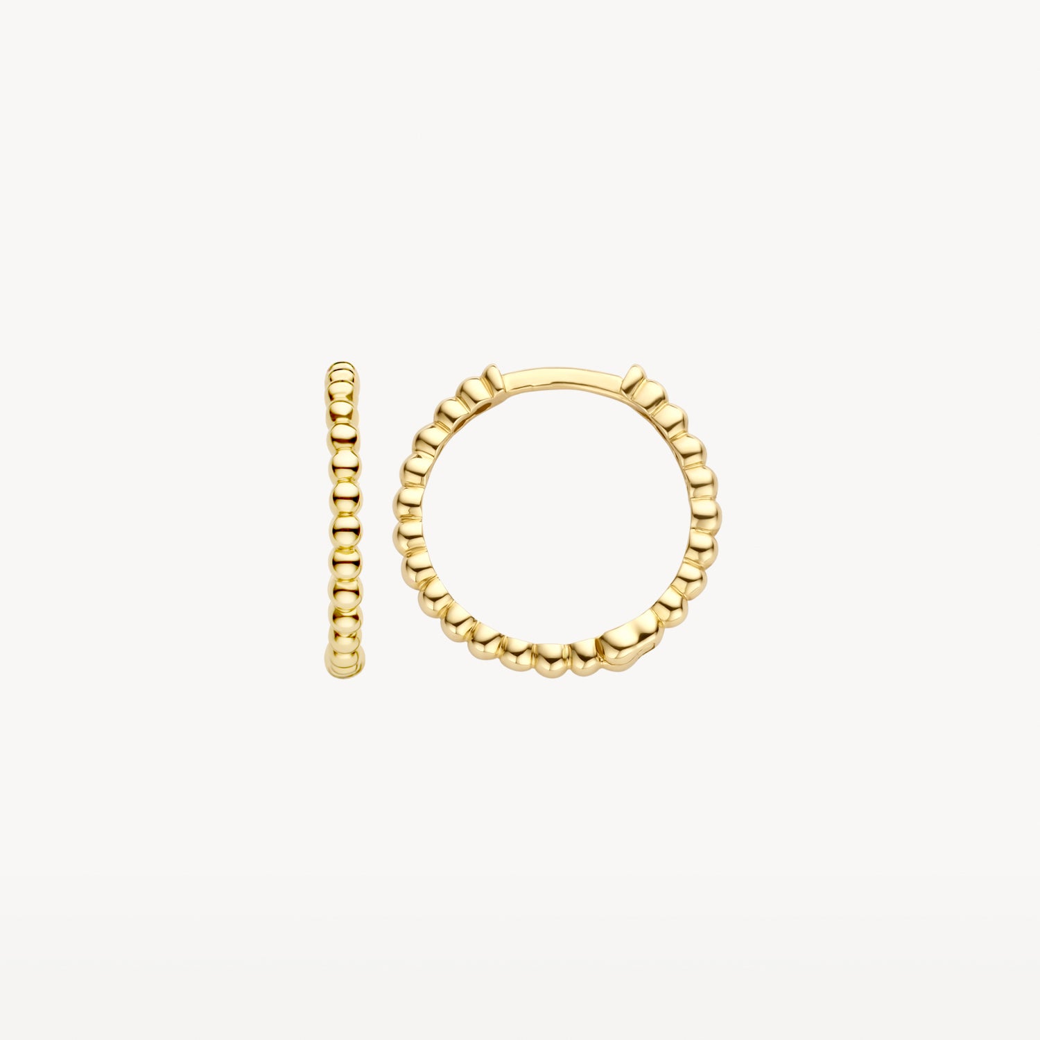 Oorringen met bolletjesmotief 14 mm 14k goud