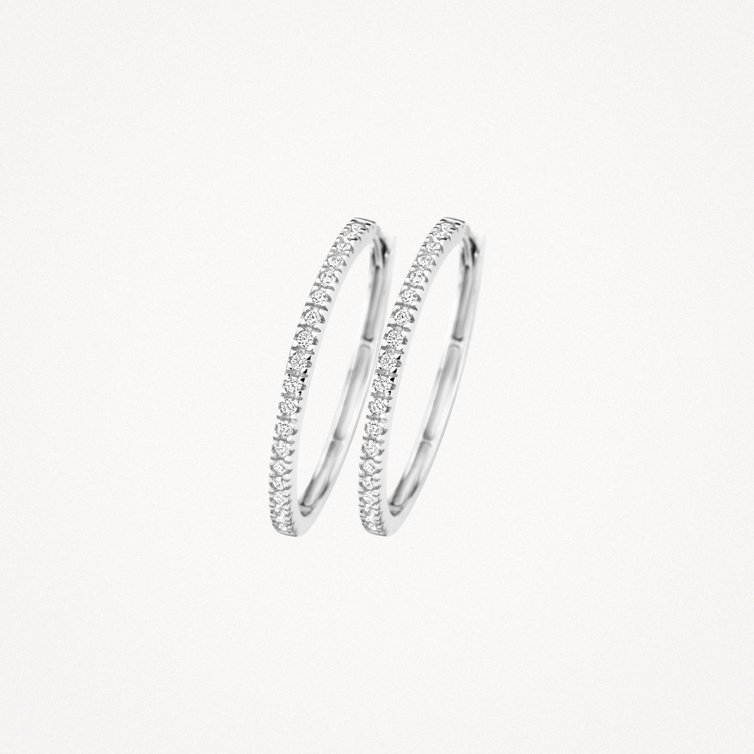 Oorringen Pavé-zirkonia 20 mm 14k Wit goud