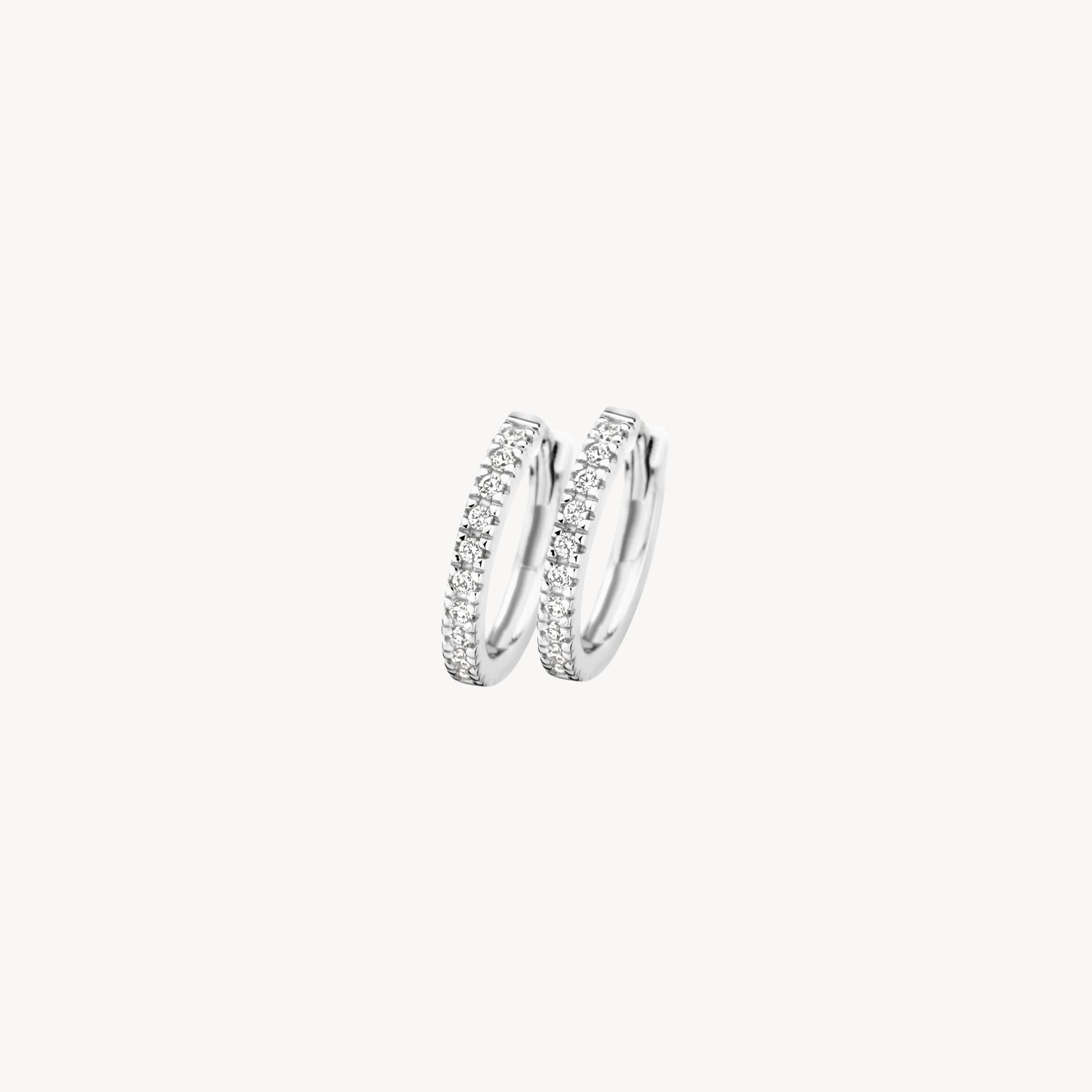 Oorringen Pavé-zirkonia 11.7 mm 14k Wit goud