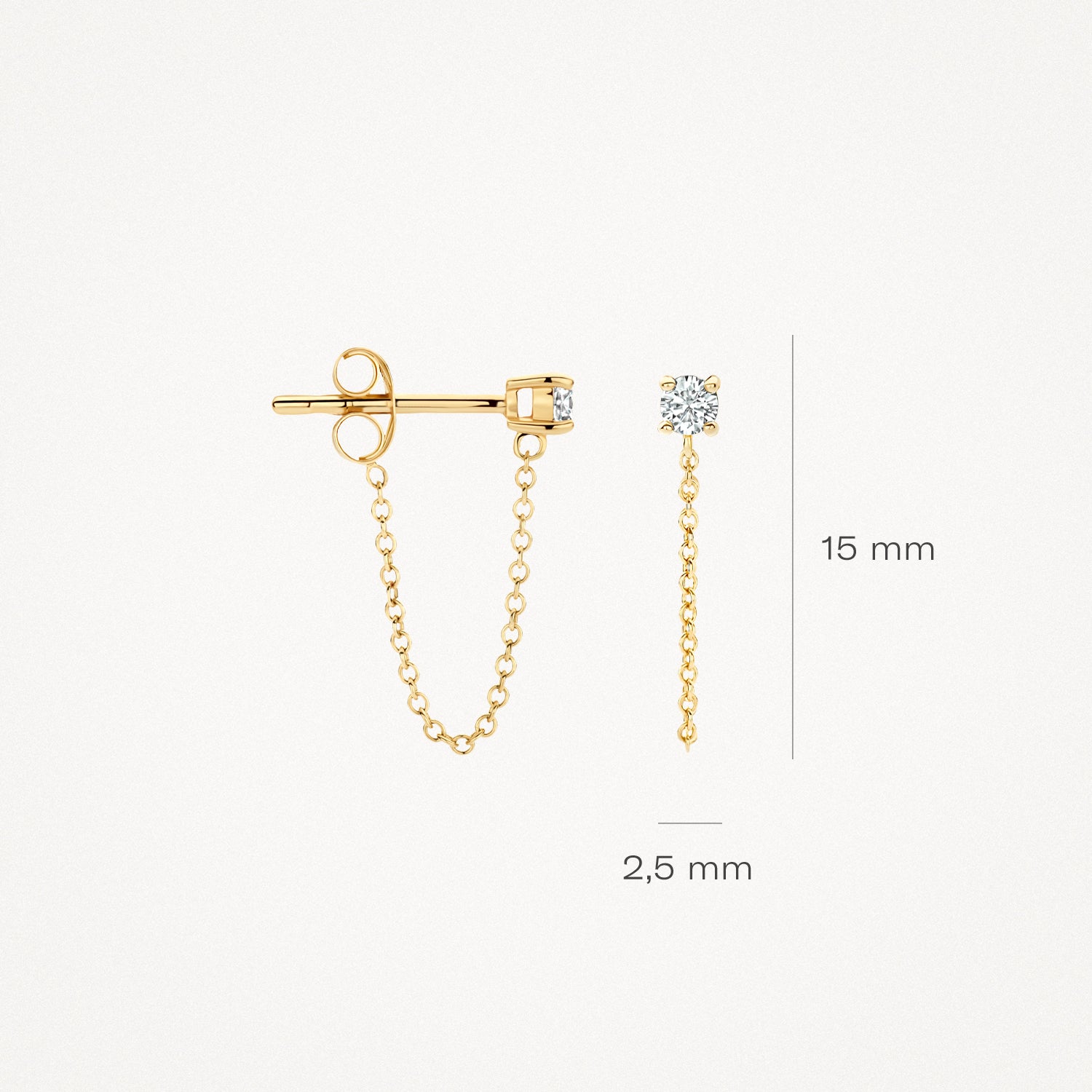 Puces d’oreilles 7344YZI - Or jaune 14k avec Zircone