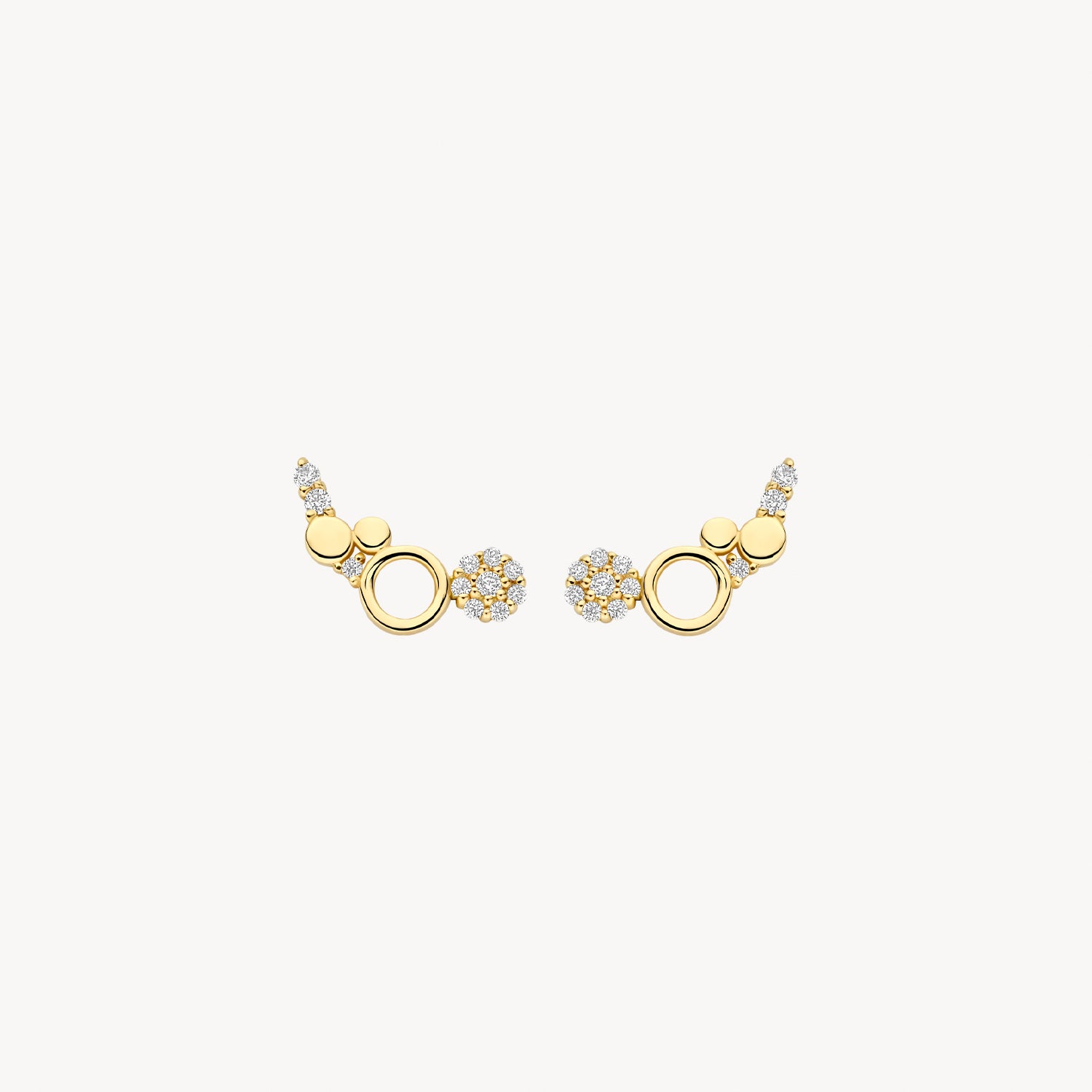 Oorknopjes rondjes met zirkonia 14k goud