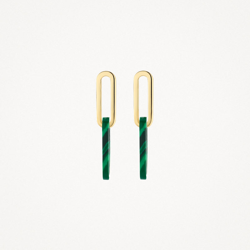 Earrings 7394YMA - 14k Gold with Malachite