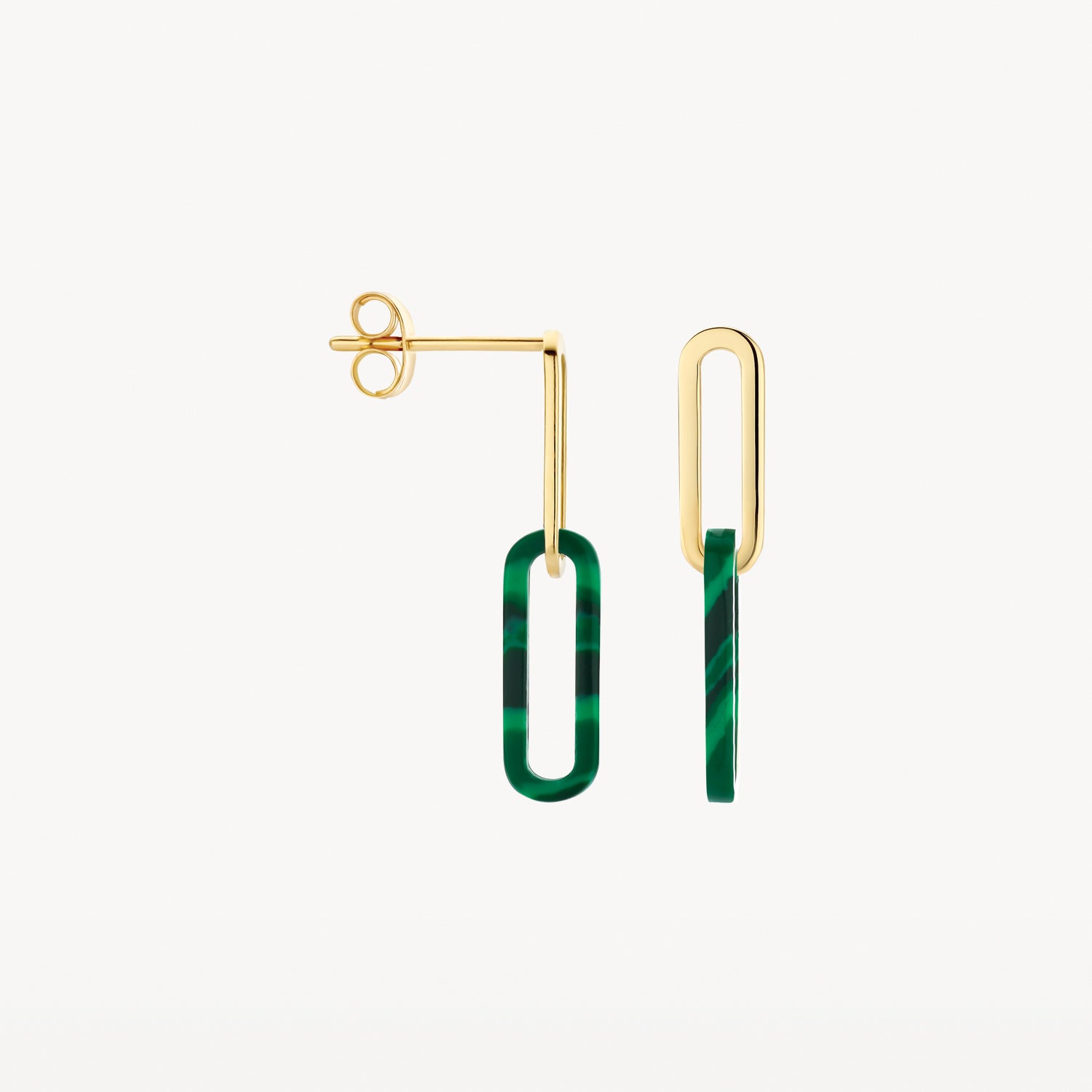 Earrings 7394YMA - 14k Gold with Malachite