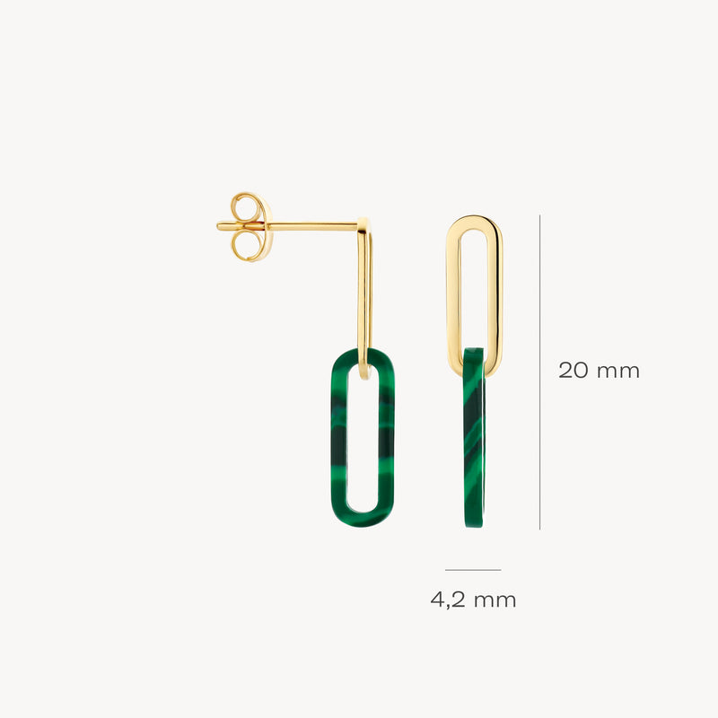 Earrings 7394YMA - 14k Gold with Malachite