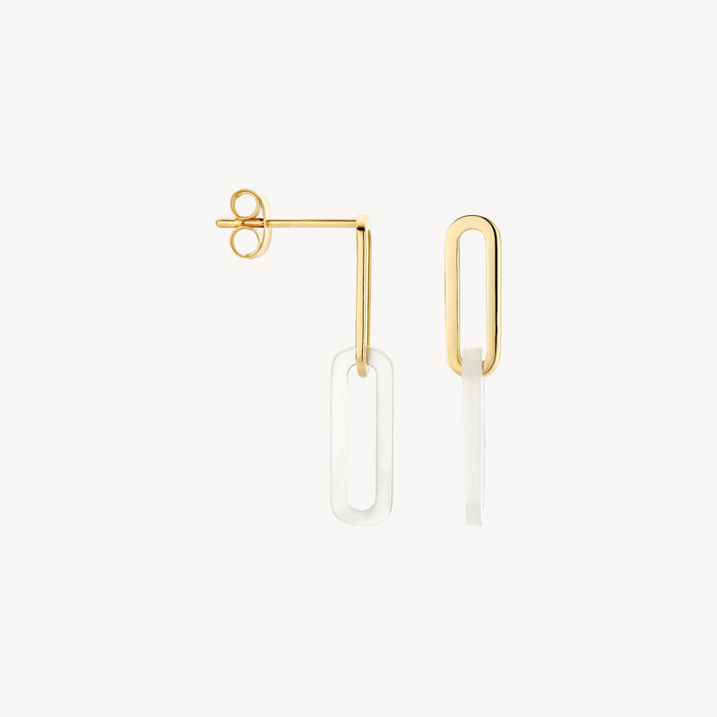 Earrings 7394YMP - 14k Gold with mother of pearl