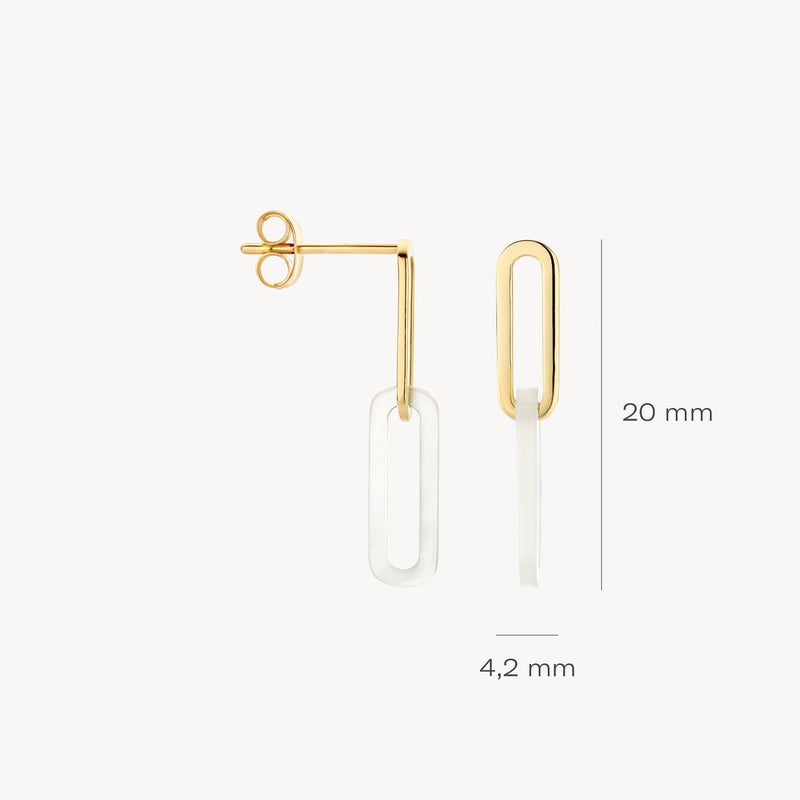 Earrings 7394YMP - 14k Gold with mother of pearl
