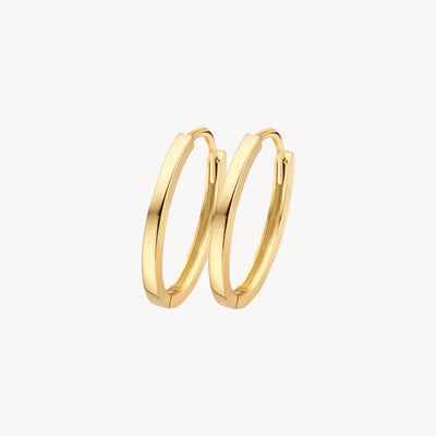 Echtes 585er Gelbgold, glatt Ohrringe, Nahaufnahme.