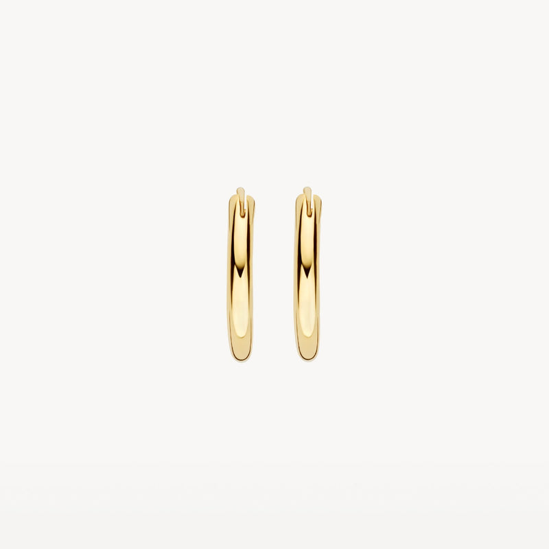 Véritable bague ronde en or jaune 14 carats Créoles avec finition polie, gros plan.