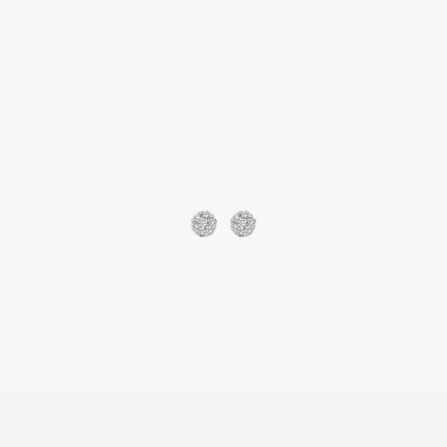 Diamanten oorknopjes ⌀ 3.5 mm Illusiezetting 14k Wit goud
