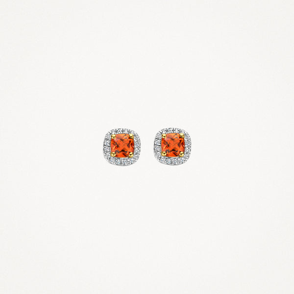 Studs 7629YDC - 14k Yellow gold with diamond and citrine
