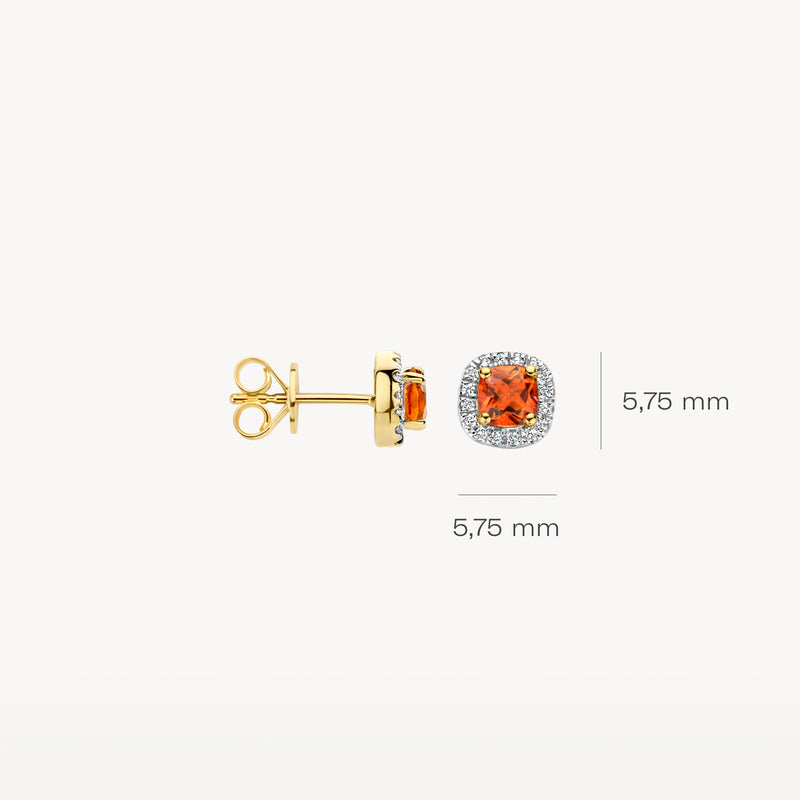 Studs 7629YDC - 14k Yellow gold with diamond and citrine