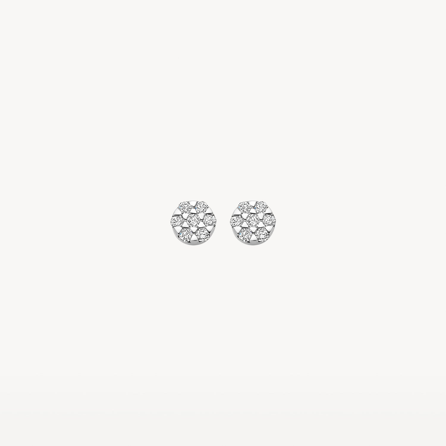 Diamanten Oorknopjes illusiezetting met 14k bicolor goud