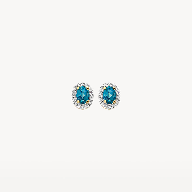 Diamonds Earstuds 7636YDL - Yellow Gold with London blue topaz