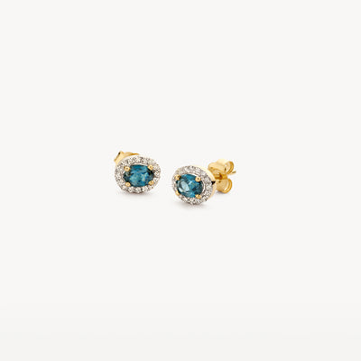 Diamonds Earstuds 7636YDL - Yellow Gold with London blue topaz