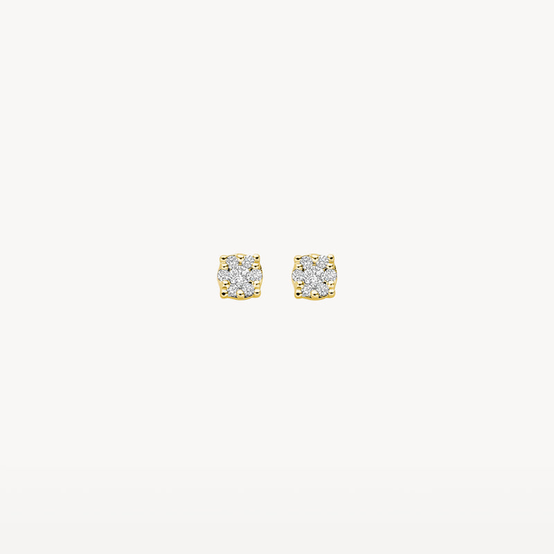 14k goud oorstekers met vierkante geslepen diamant.