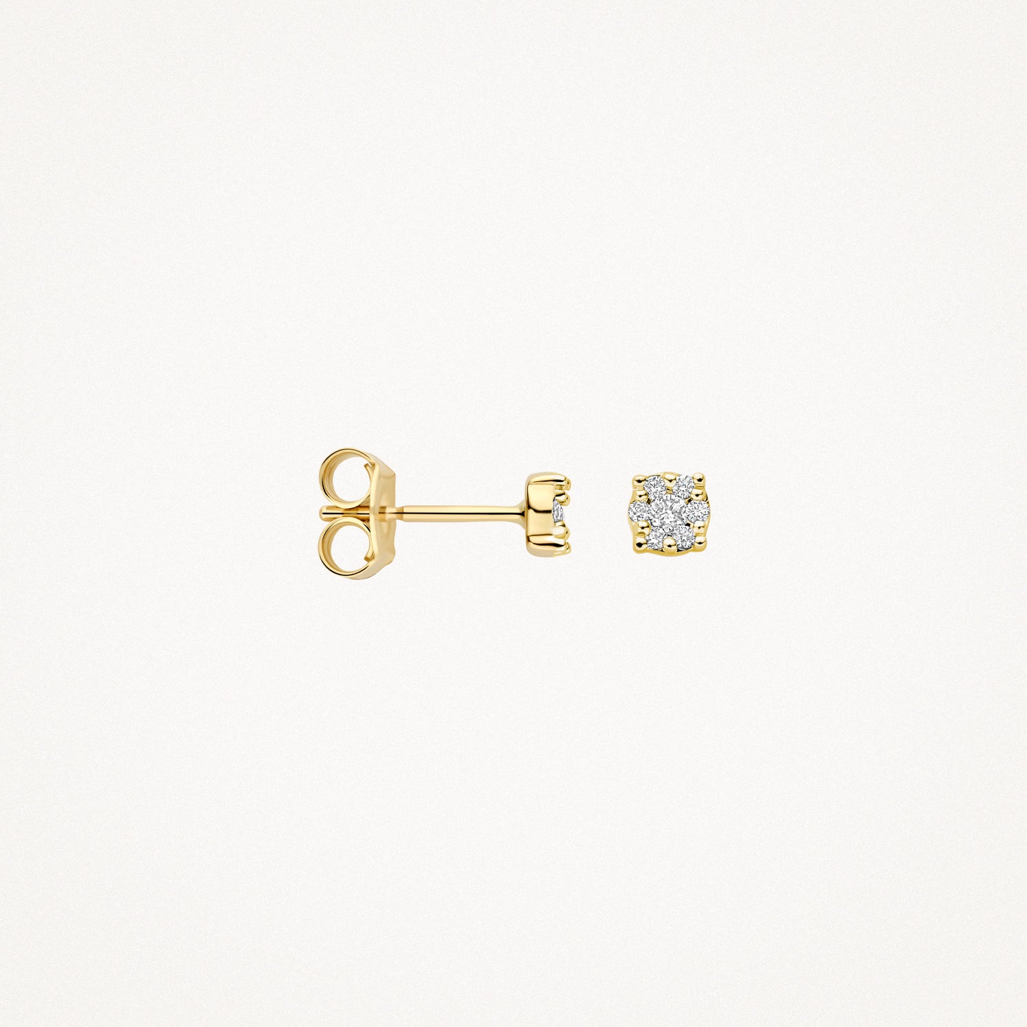 14k goud oorstekers met lichte briljant geslepen diamant, subtiel en klassiek ontwerp.