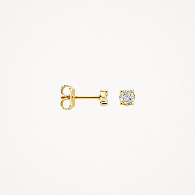 14k goud oorstekers met lichte briljant geslepen diamant, subtiel en klassiek ontwerp.