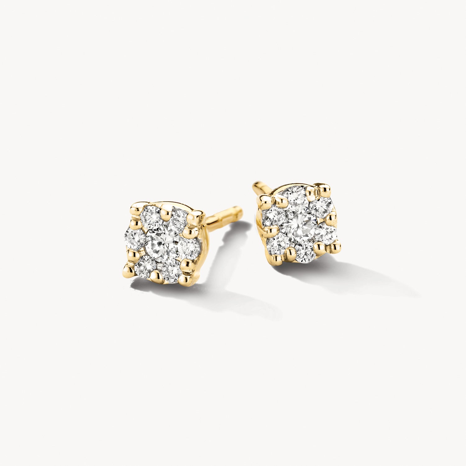 Oorknopjes met diamanten in Illusiezetting 2x 0.07ct 14k goud