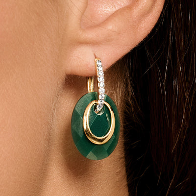 Green Agate Natural Stone Earring Charms - Classic