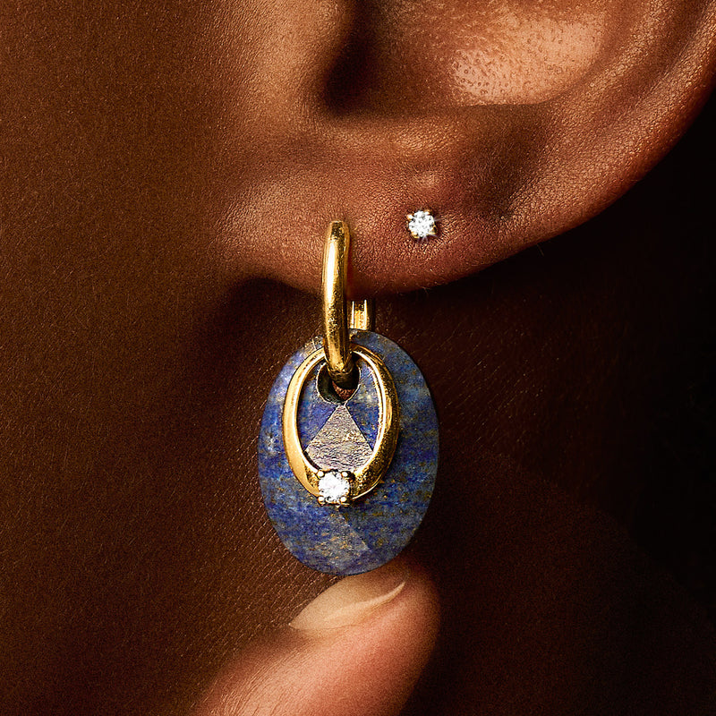 Charms d’oreilles lapis-lazuli 20 mm en pierre naturelle