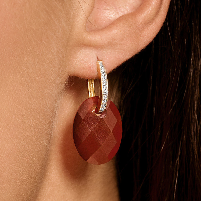 Charms d’oreilles agate rouge 20 mm en pierre naturelle