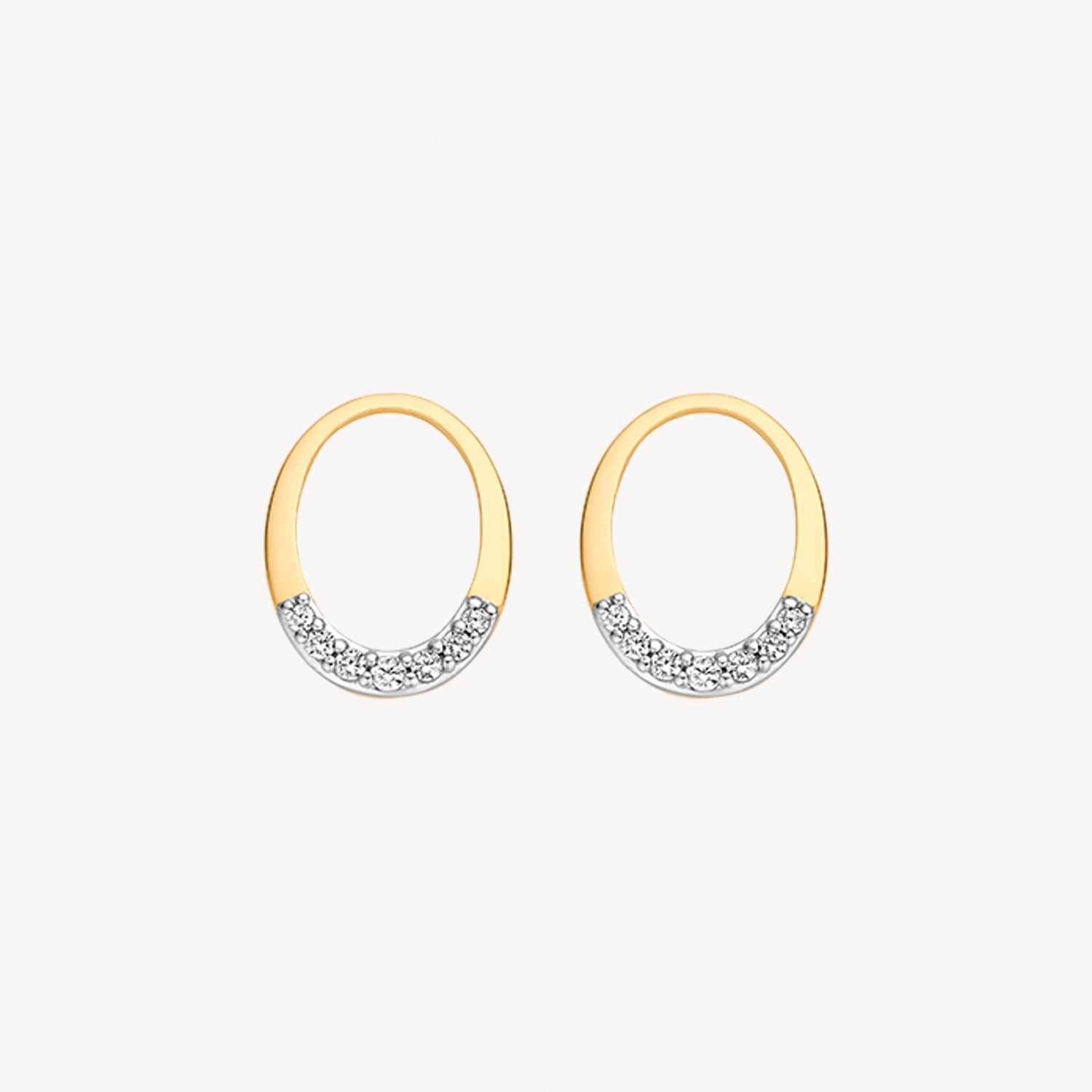 Oorbedel Voorhangers met zirkonia 14k goud