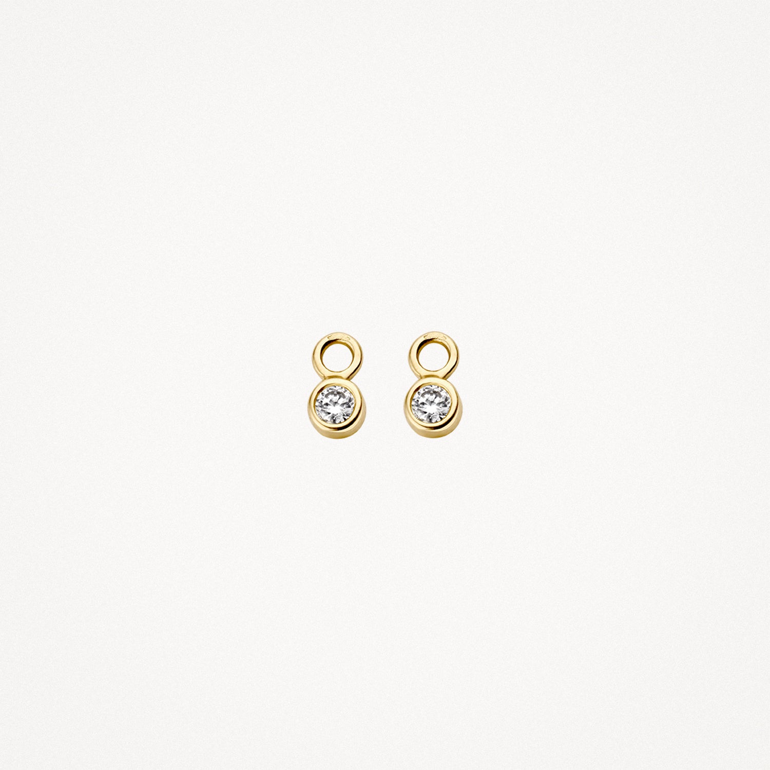 Oorbedels met gladomzette zirkonia 14k goud