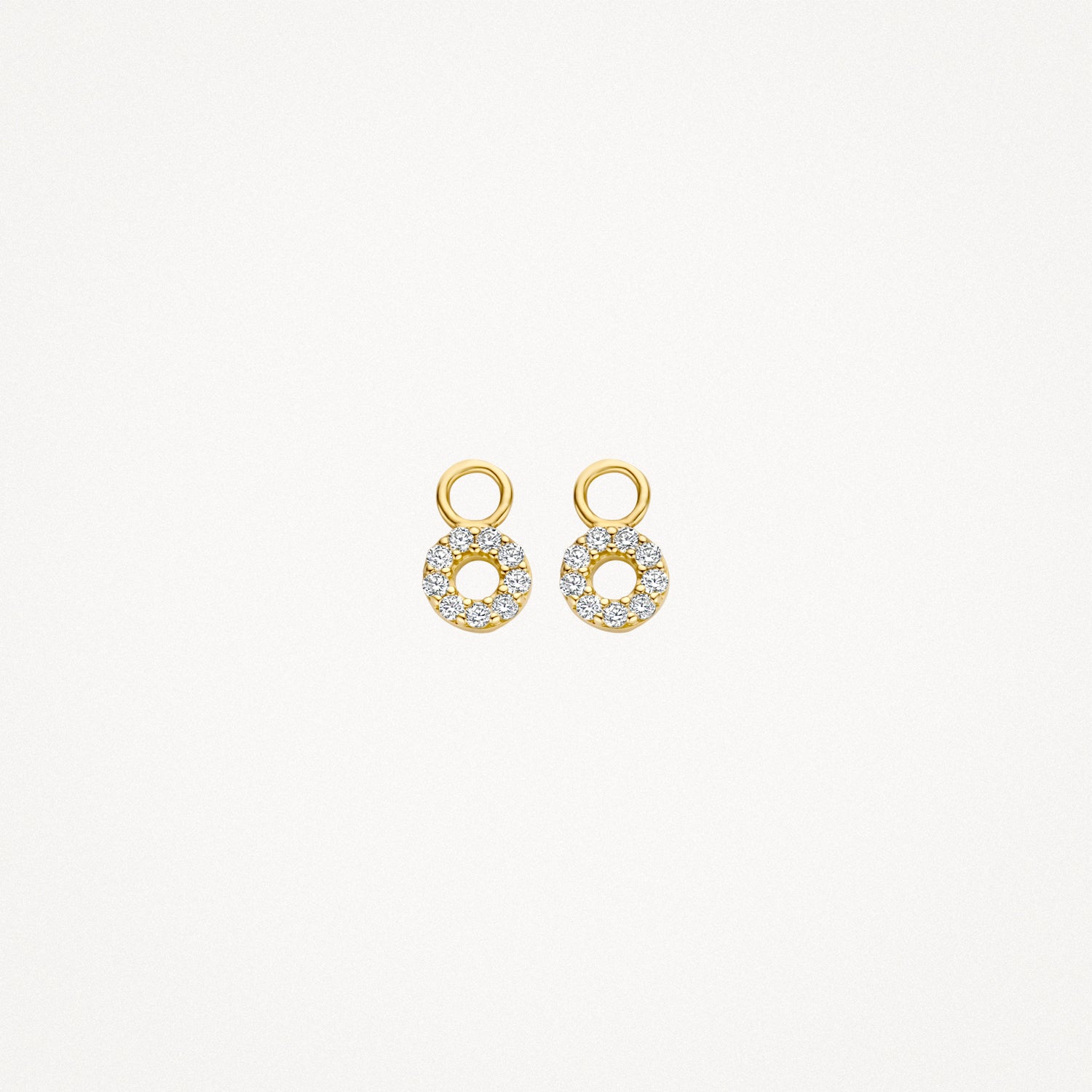 Oorbedels cirkelontwerp met zirkonia’s 14k goud