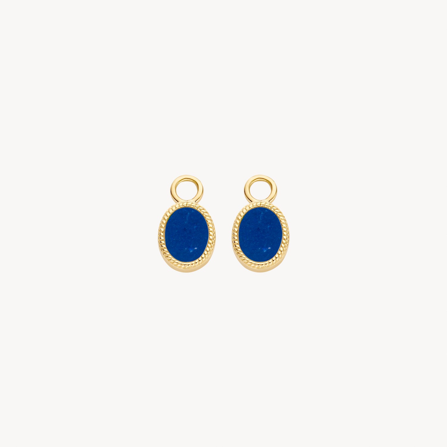 Oorbedels kabelmotief met Lapis Lazuli 14k goud
