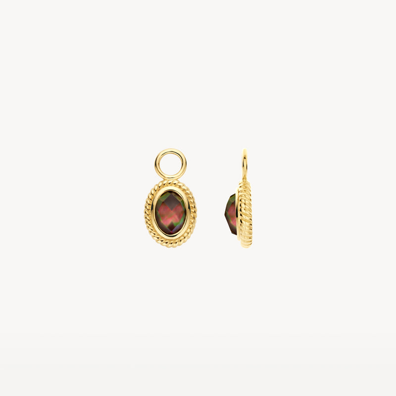 Ear charms 9091YBQ - 14k Yellow Gold with Doublette of Black Mother of Pearl with Rock Crystal