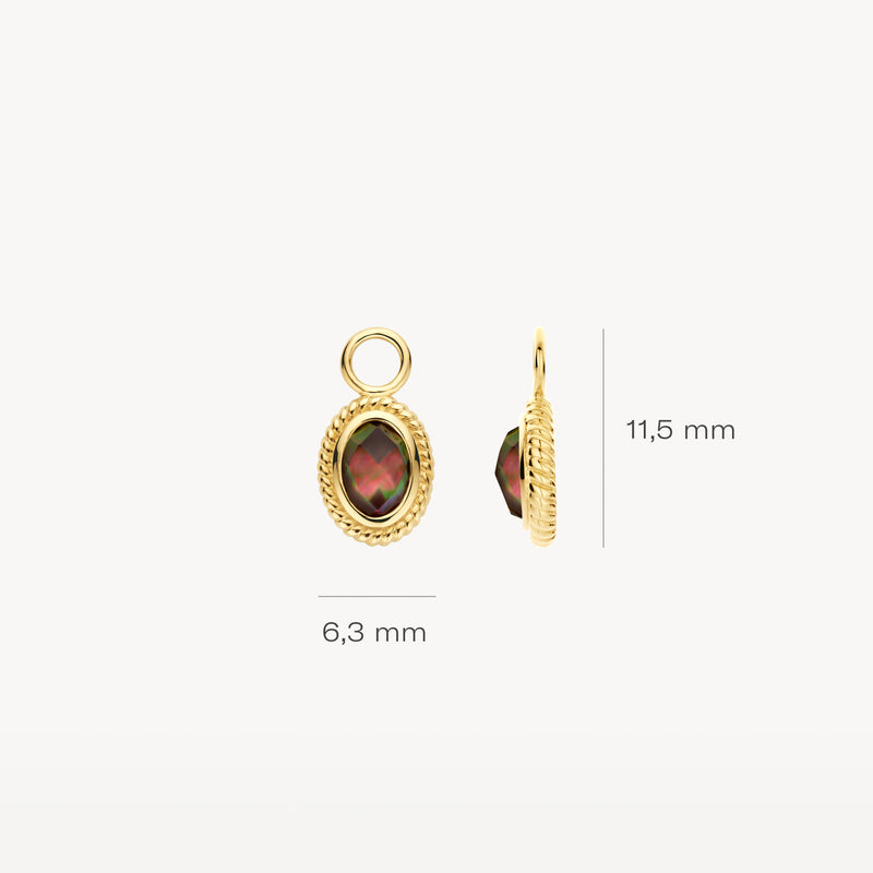 Breloques d'oreilles 9091YBQ - Or jaune 14k avec doublette de nacre noire et cristal de roche