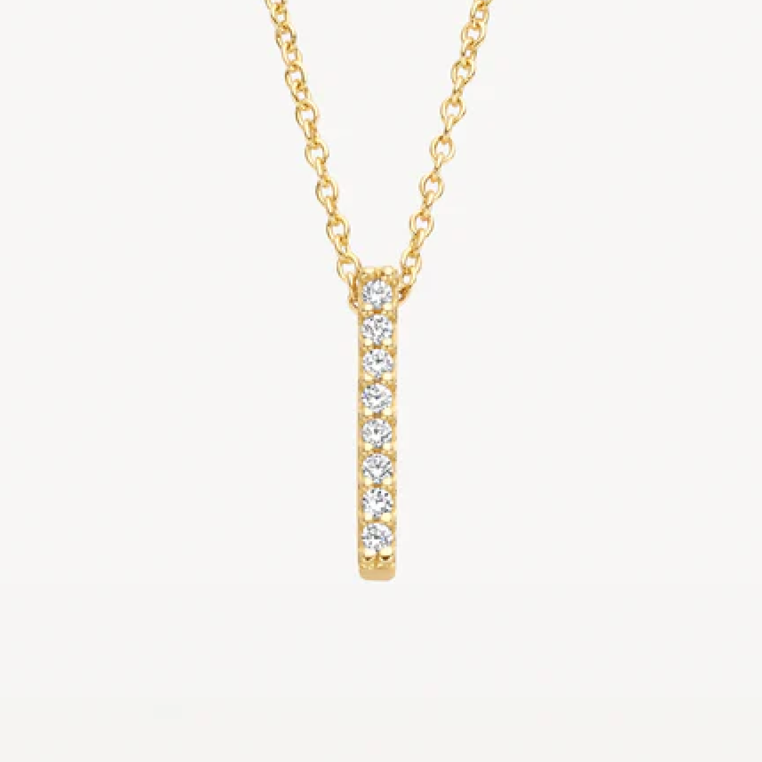 14ct Gold Necklace | Rod Pendant with 8 Zirconias | Blush Jewels 14ct Gold Necklace | Rod Pendant with 8 Zirconias | Blush Jewels
