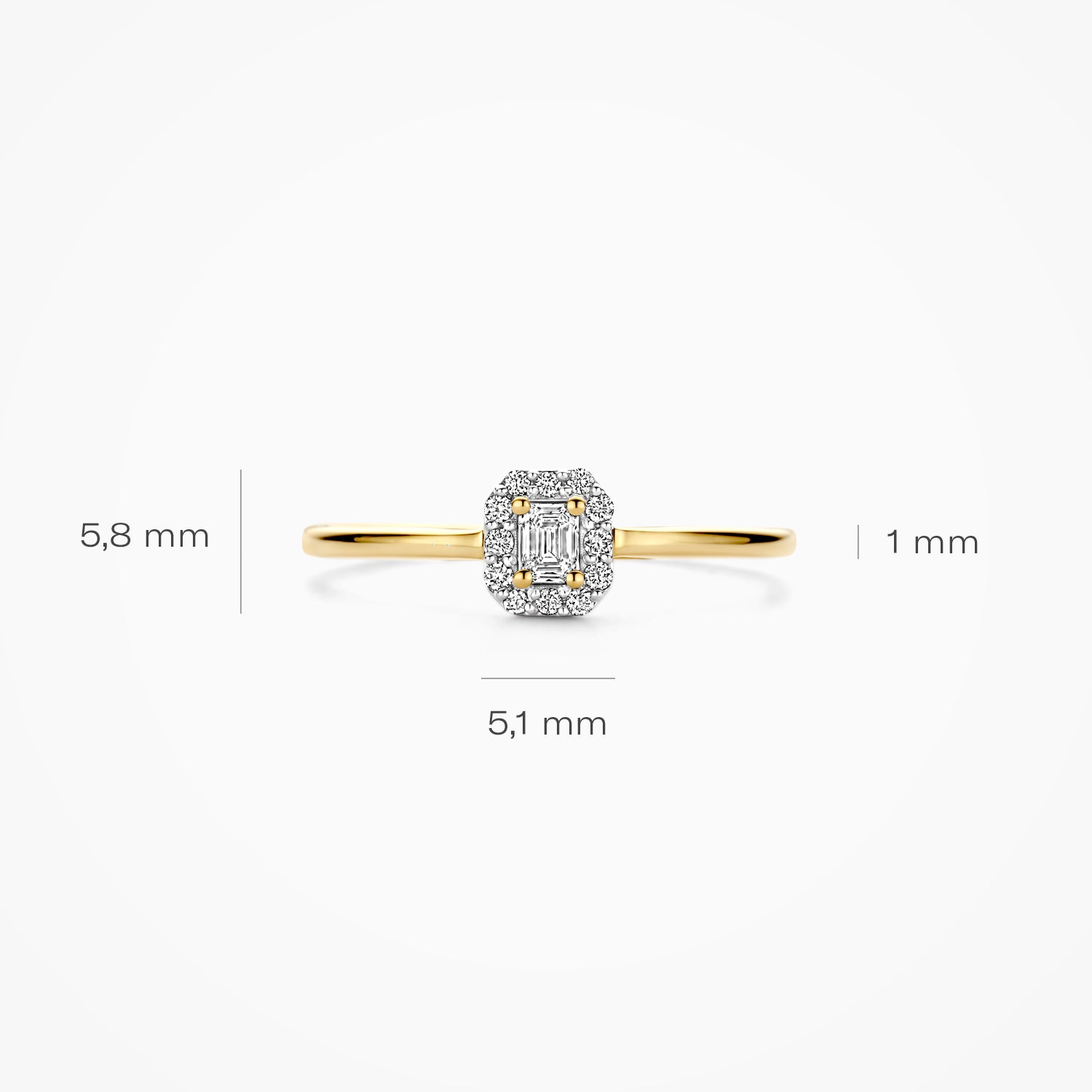 Bague en diamants de laboratoire LG1022Y - Or jaune 14k