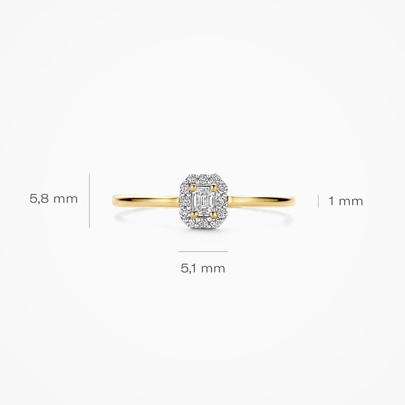 Bague en diamants de laboratoire LG1022Y - Or jaune 14k