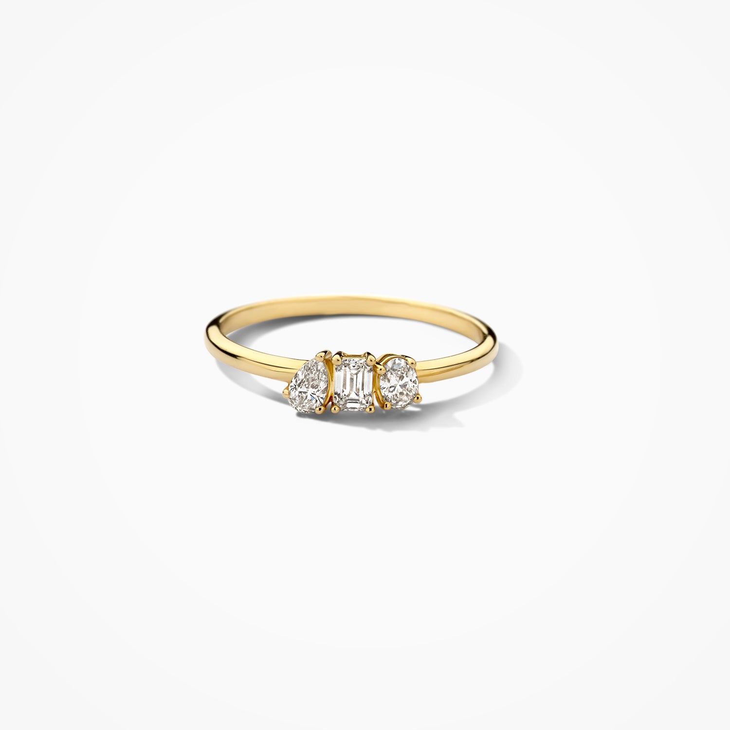 Ring Lab Diamonds 3 verschillende vormen 14k goud
