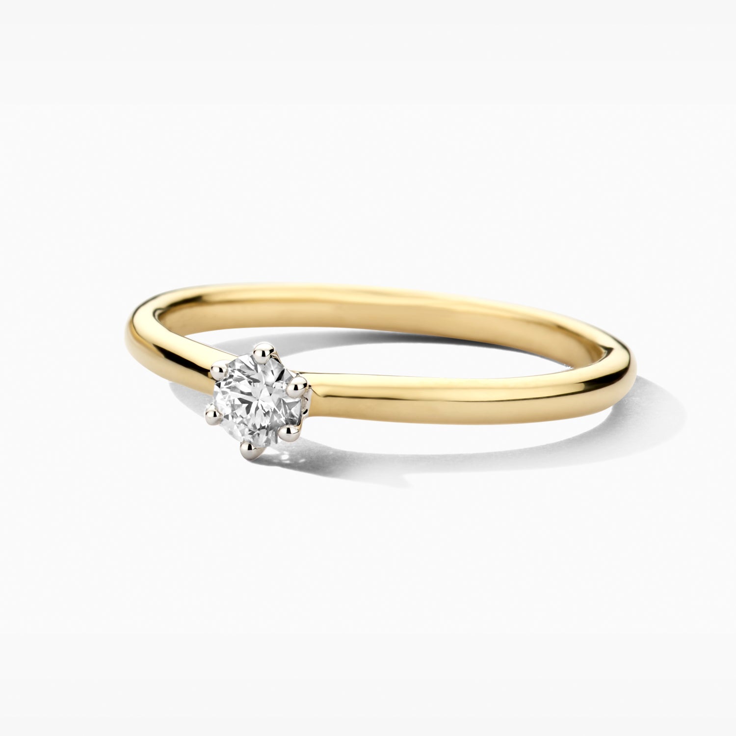 Ring met zeshoekige Lab Diamond 0.2ct 14k goud