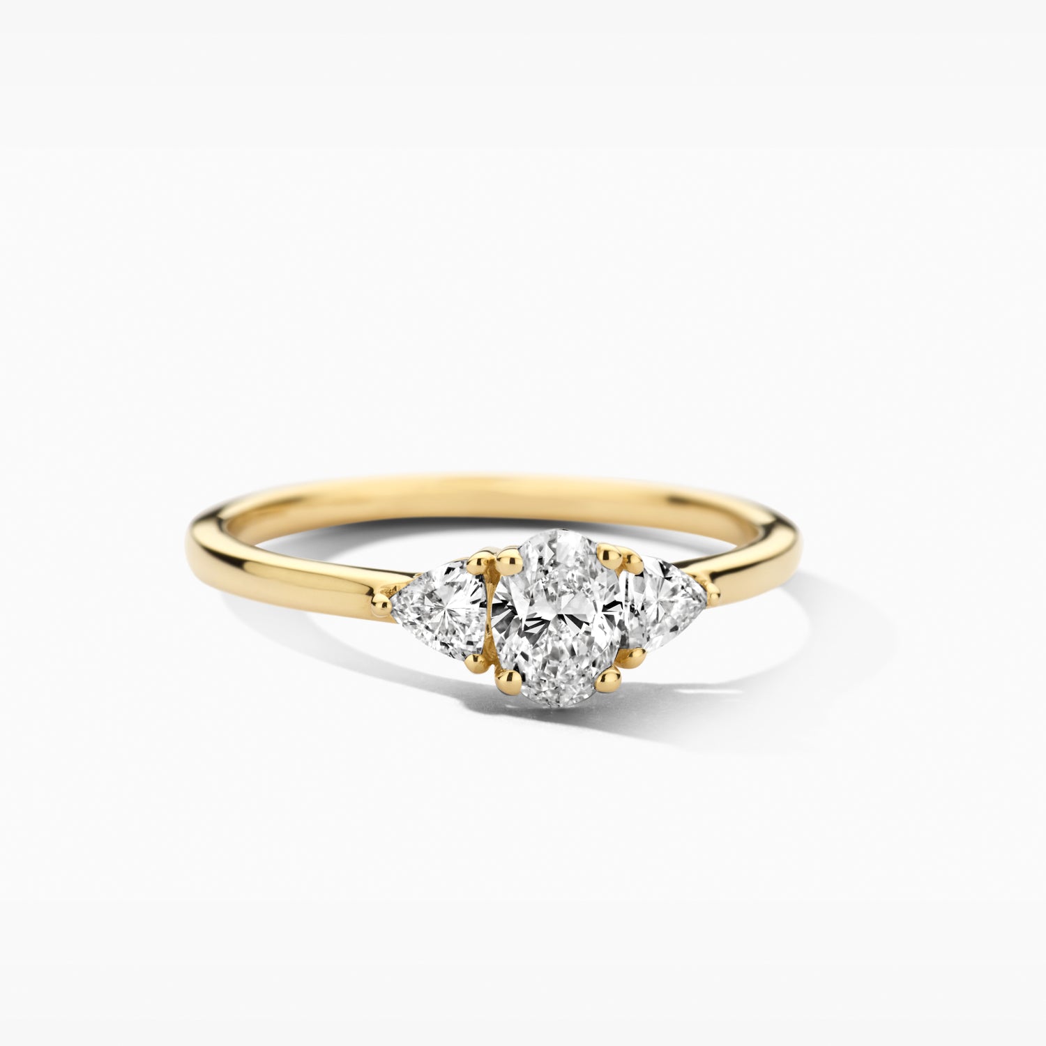 Ring met Ovale en Driehoekige Lab Diamonds 14k goud