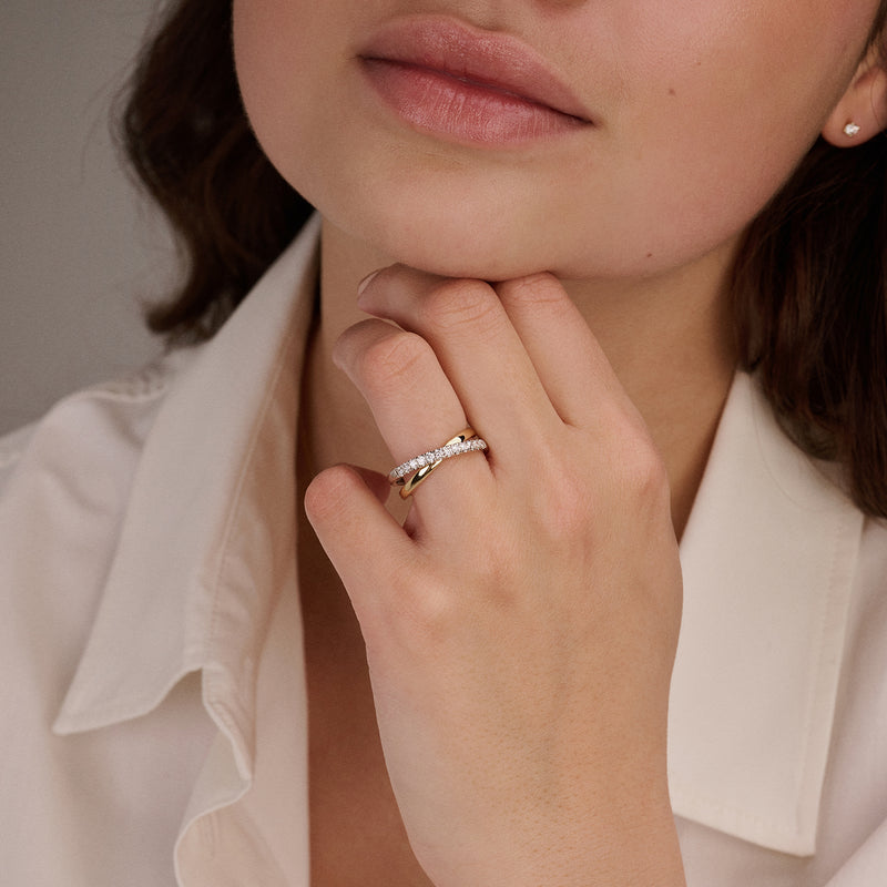Lab Diamonds Ring LG1054B - 14k White and yellow gold