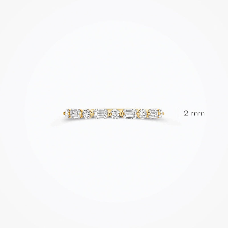 Diamant de synthèse Bague, or jaune 14 carats, 0,26 et 0,18 ct, VSi, Top Wesselton.