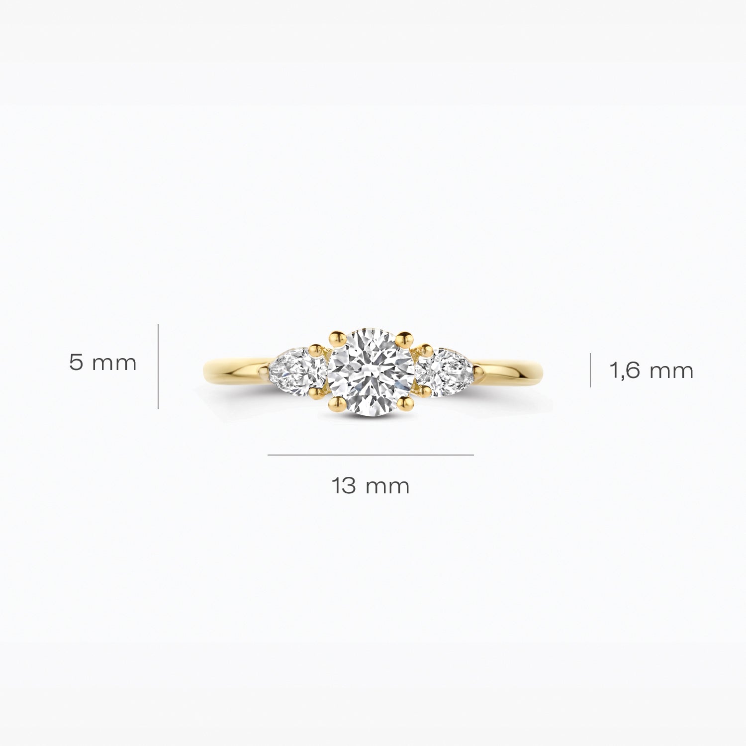 Diamant de synthèse Bague, or jaune 14 carats, 0,50 et 0,18 ct, VSi, Top Wesselton.