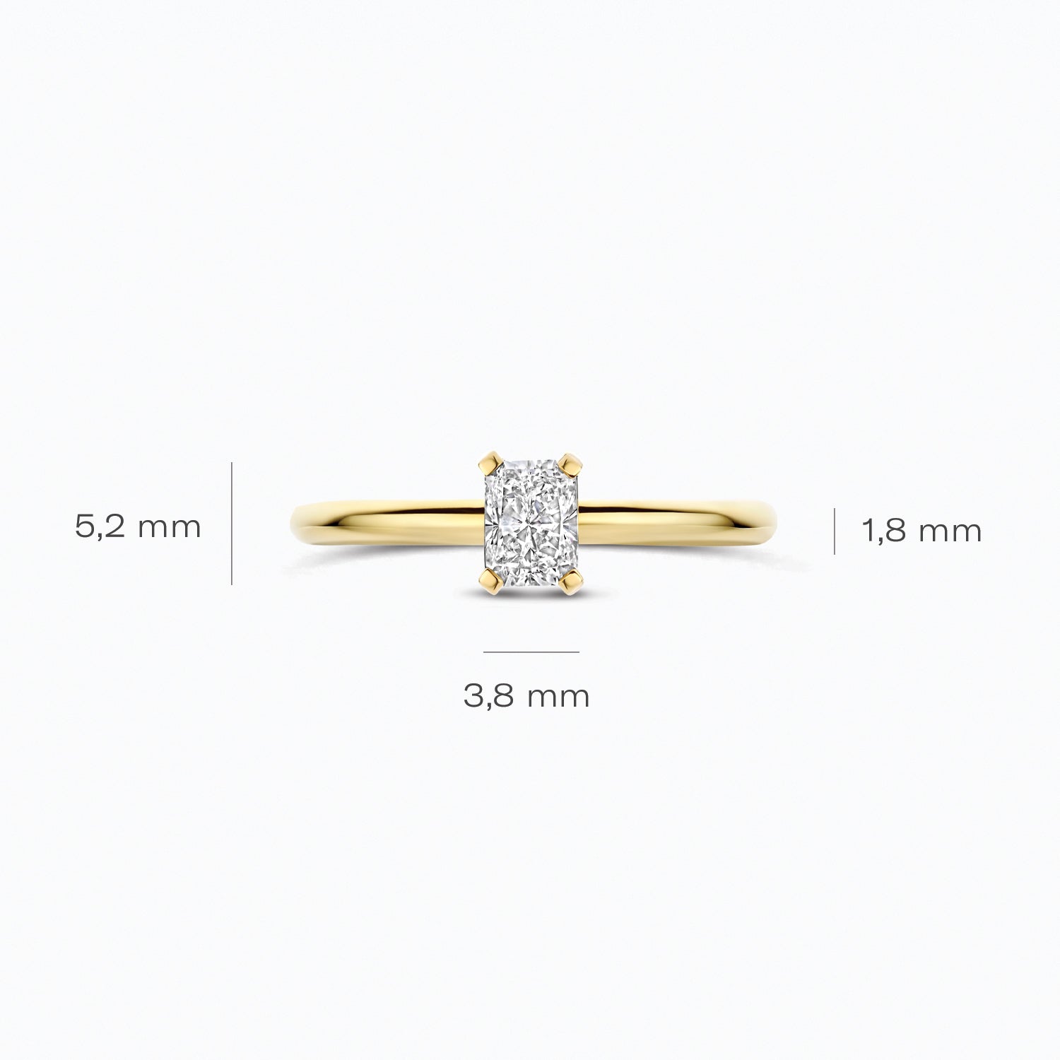 Diamant de synthèse Bague, or jaune 14 carats, ovale 0,50 ct, VSi, Top Wesselton.