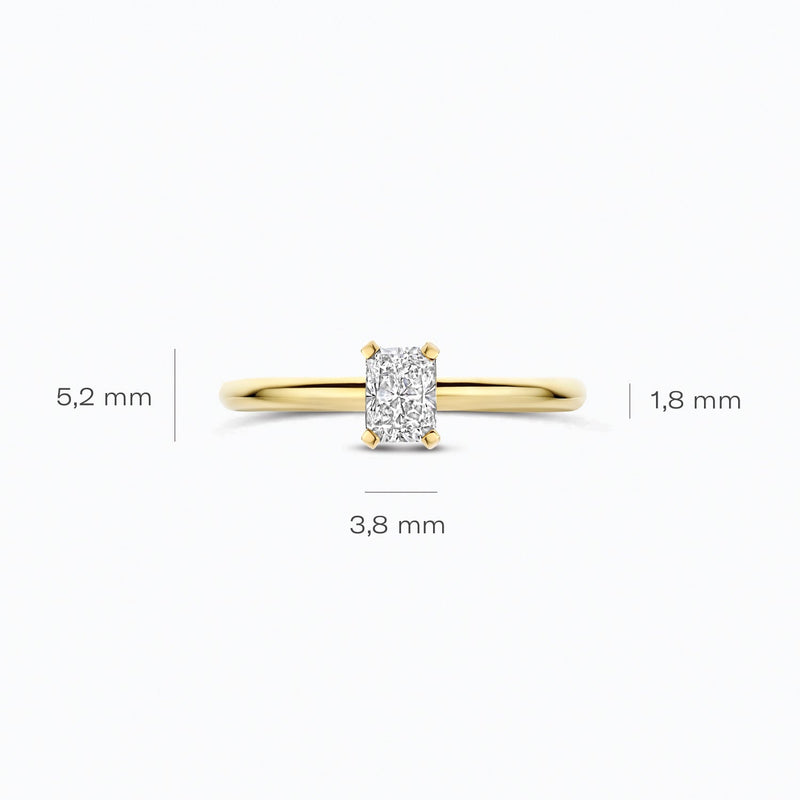 Diamant de synthèse Bague, or jaune 14 carats, ovale 0,50 ct, VSi, Top Wesselton.
