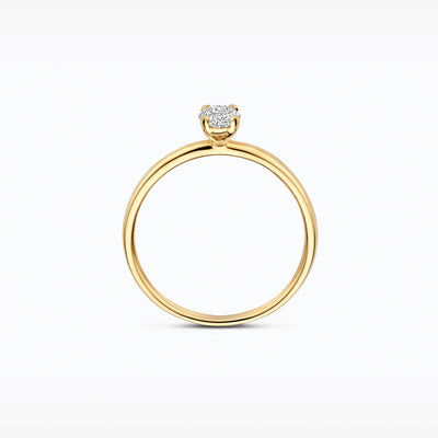 585er aus Gelbgold Ring mit ovalem Laborgezüchteter Diamant, Seitenansicht.