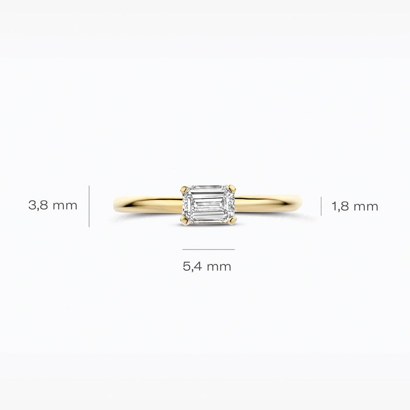 Diamant de synthèse Bague, or jaune 14 carats, ovale 0,50 ct, VSi, Top Wesselton.