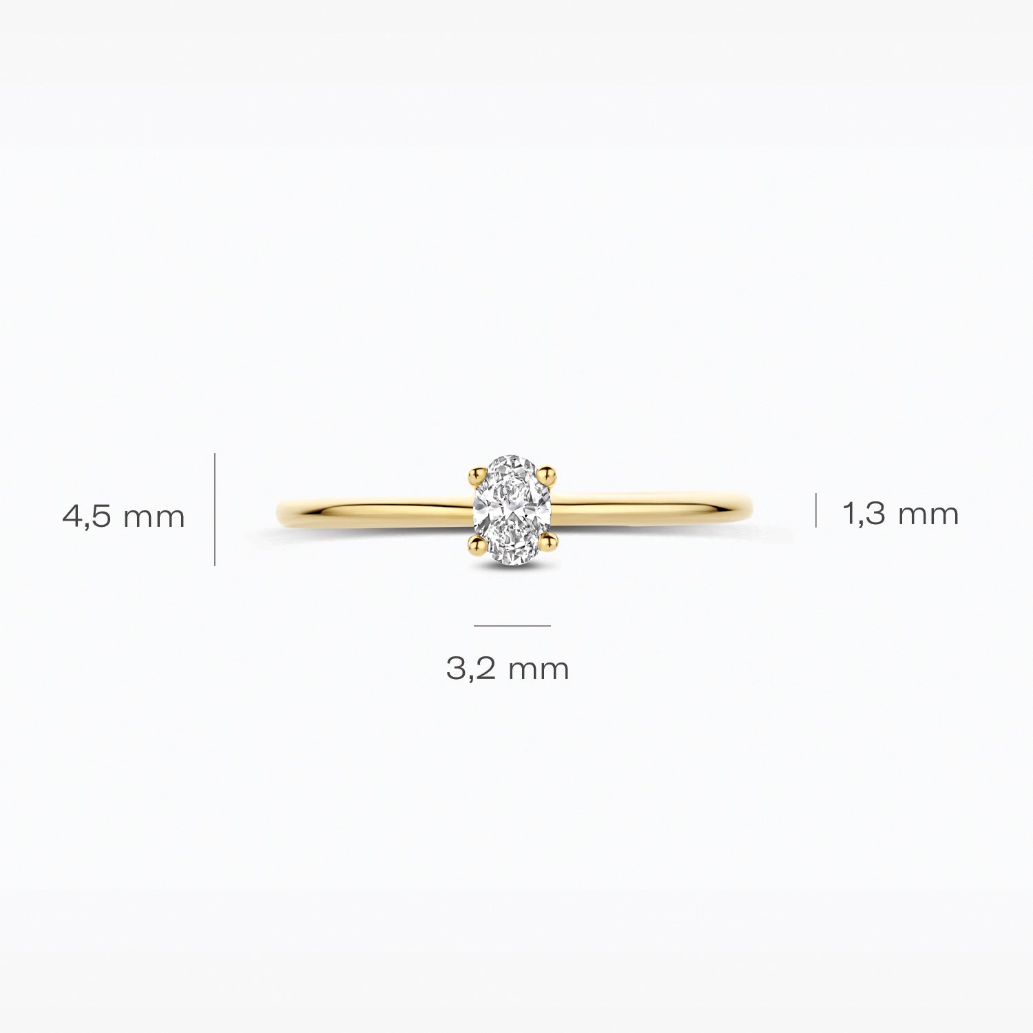Lab Grown Diamond ring, 14ct yellow gold, oval 0.20 ct, VSi, Top Wesselton.