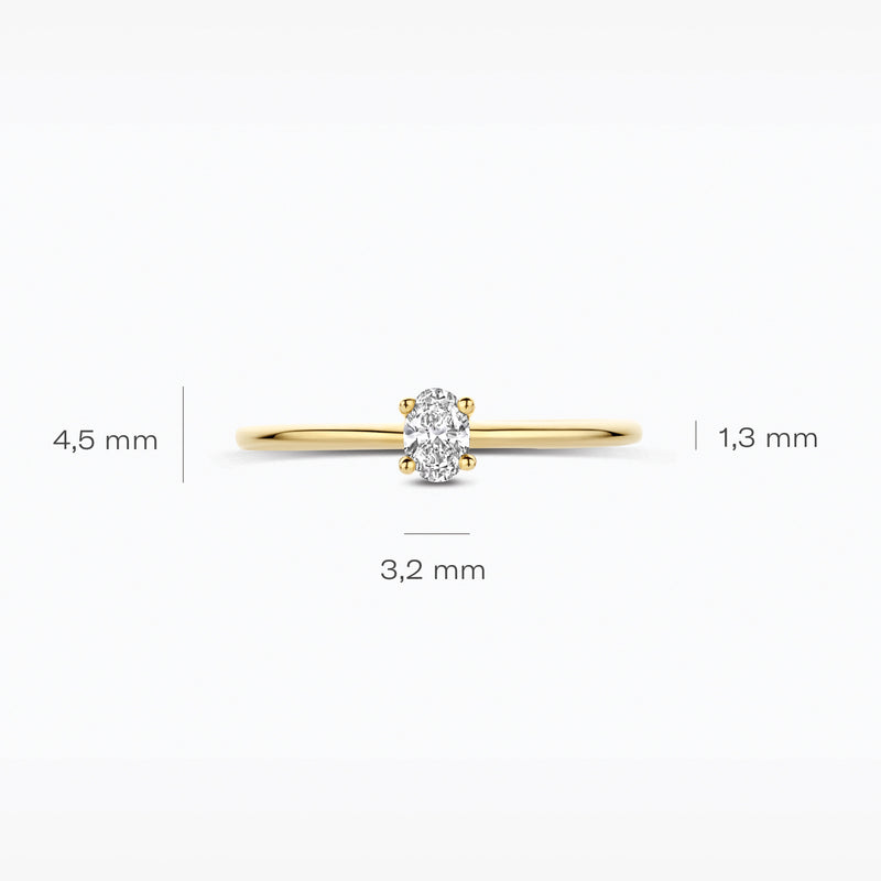 Lab Grown Diamond ring, 14ct yellow gold, oval 0.20 ct, VSi, Top Wesselton.