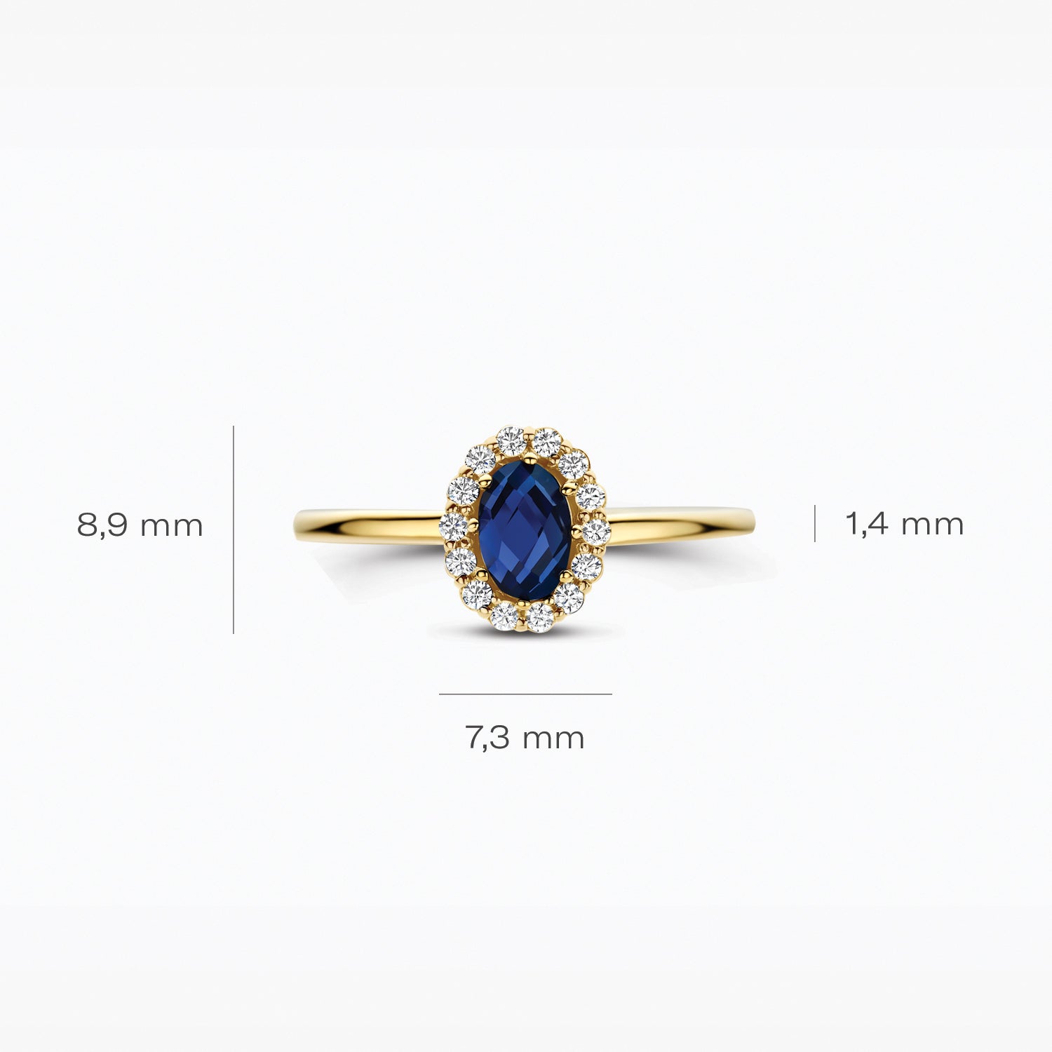 Diamant de synthèse Bague, or 14 carats Jaune et or blanc, avec un diamant bleu, VSi, Top Wesselton.