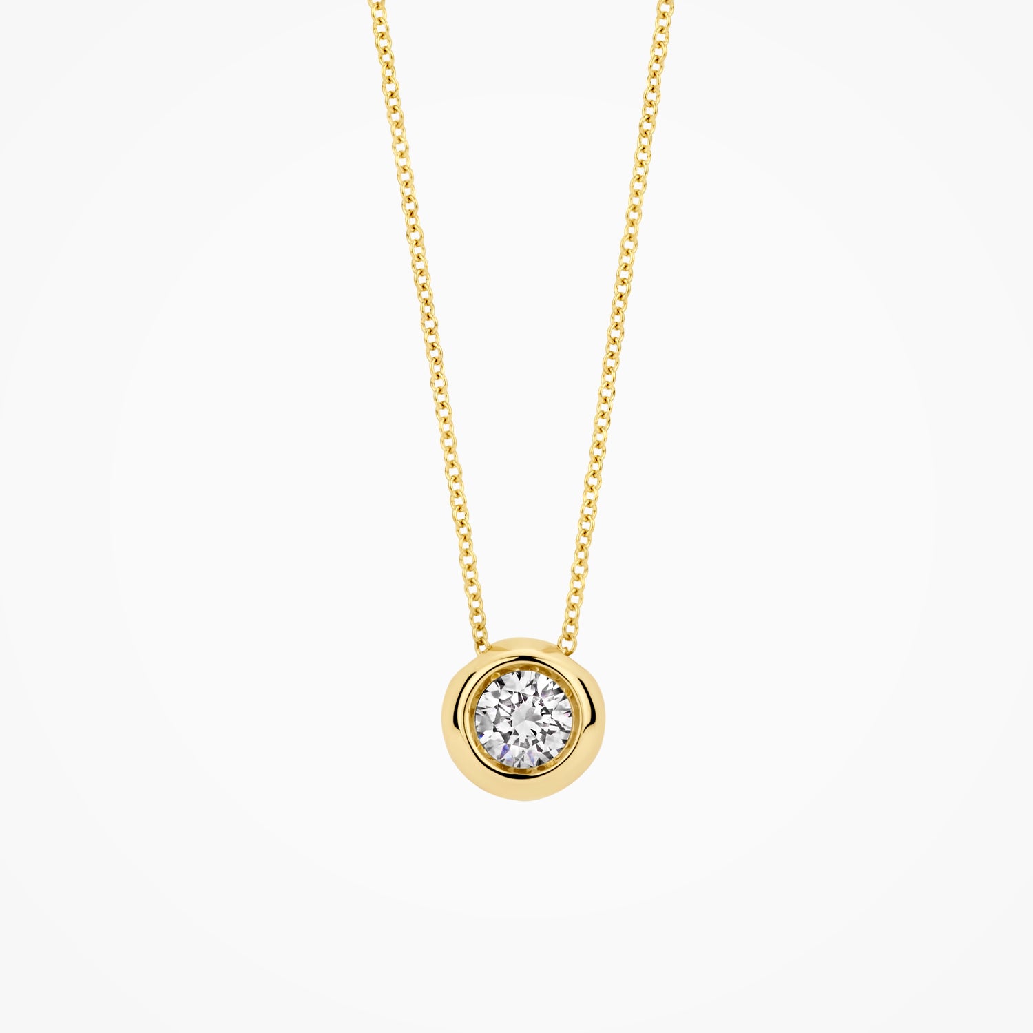Collier lab grown diamant 0,25 ct in gladomzetting 14k goud