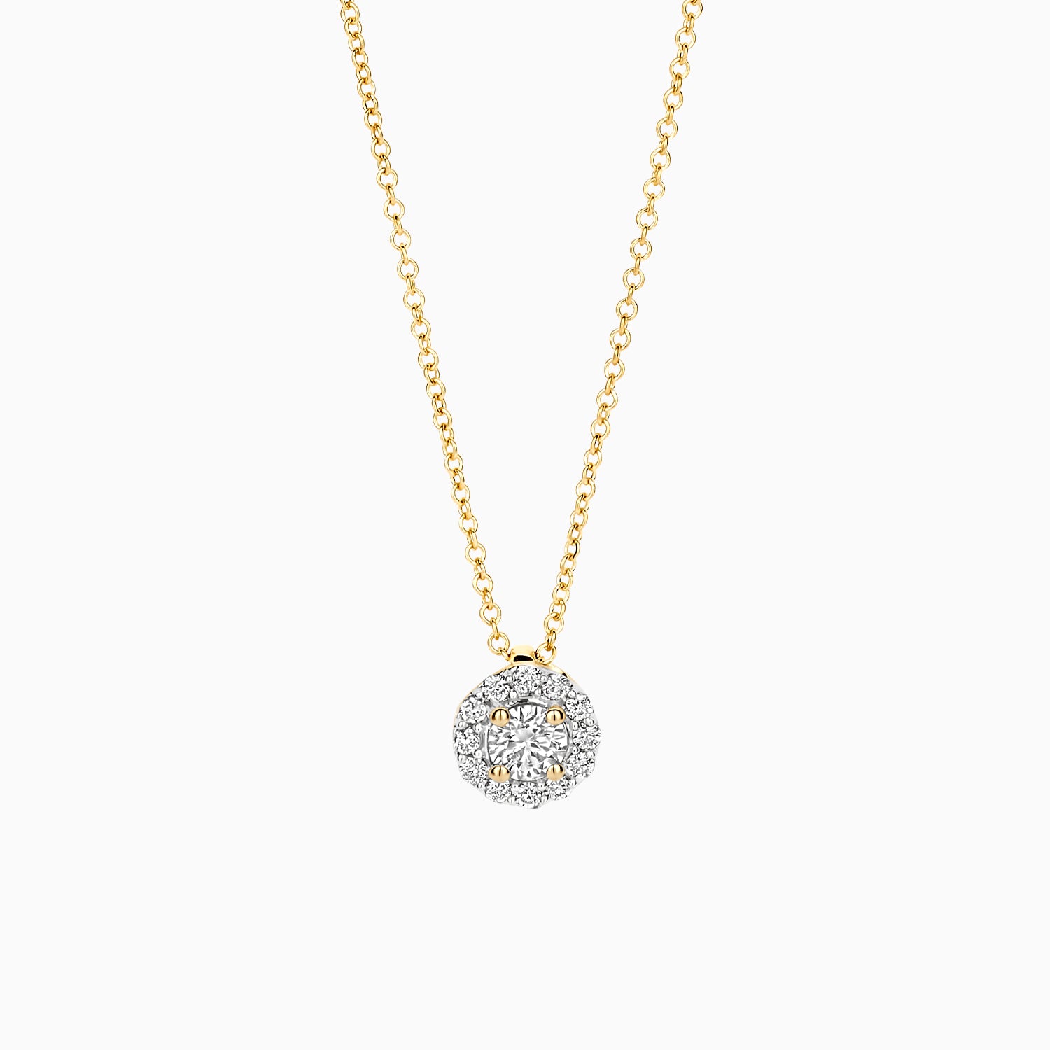 Collier lab grown diamant ⌀ 6.1 mm ronde hanger 14k goud