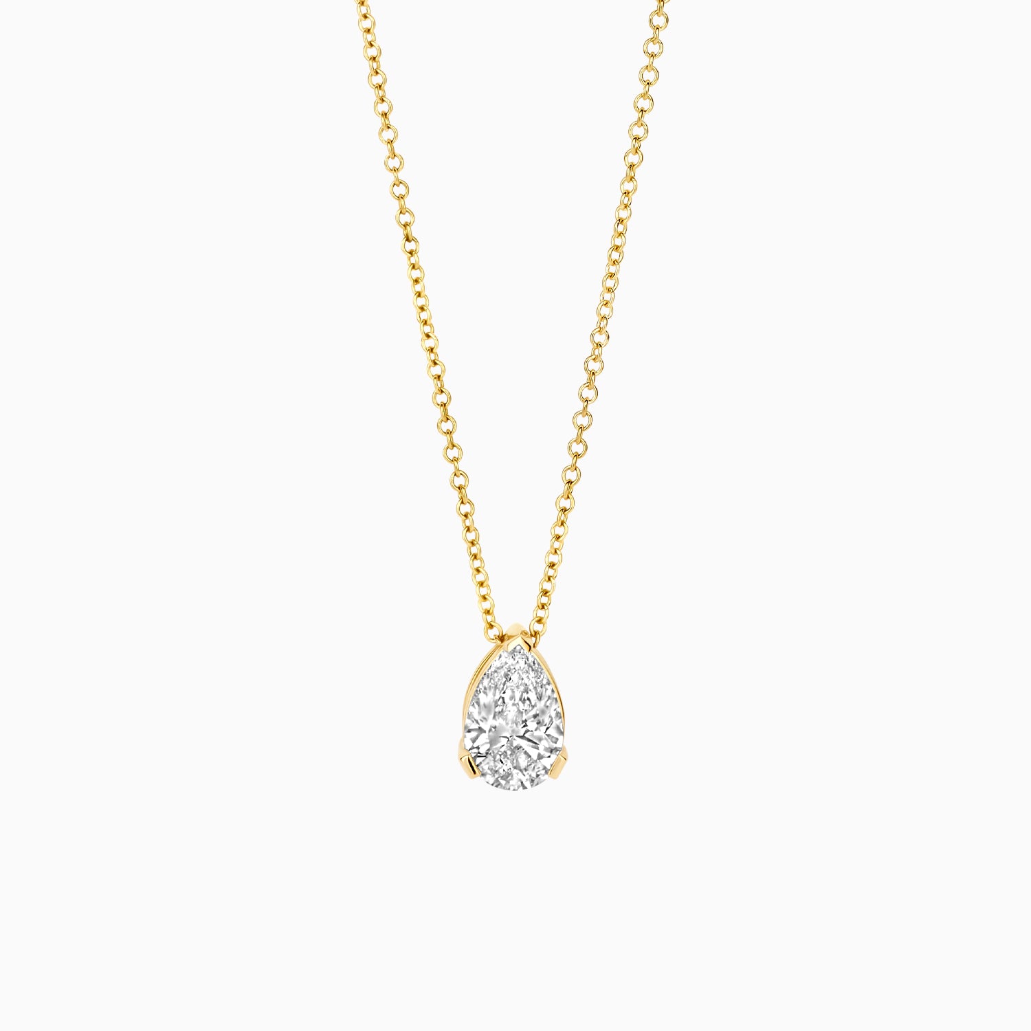 Collier peervormige lab grown diamant 14k goud